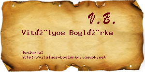 Vitályos Boglárka névjegykártya